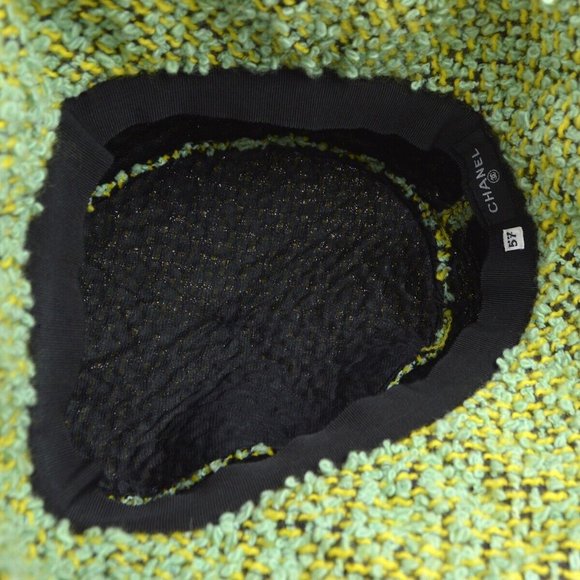 Chanel Tweed Hat Green Yellow Authentic - Picture 4 of 6